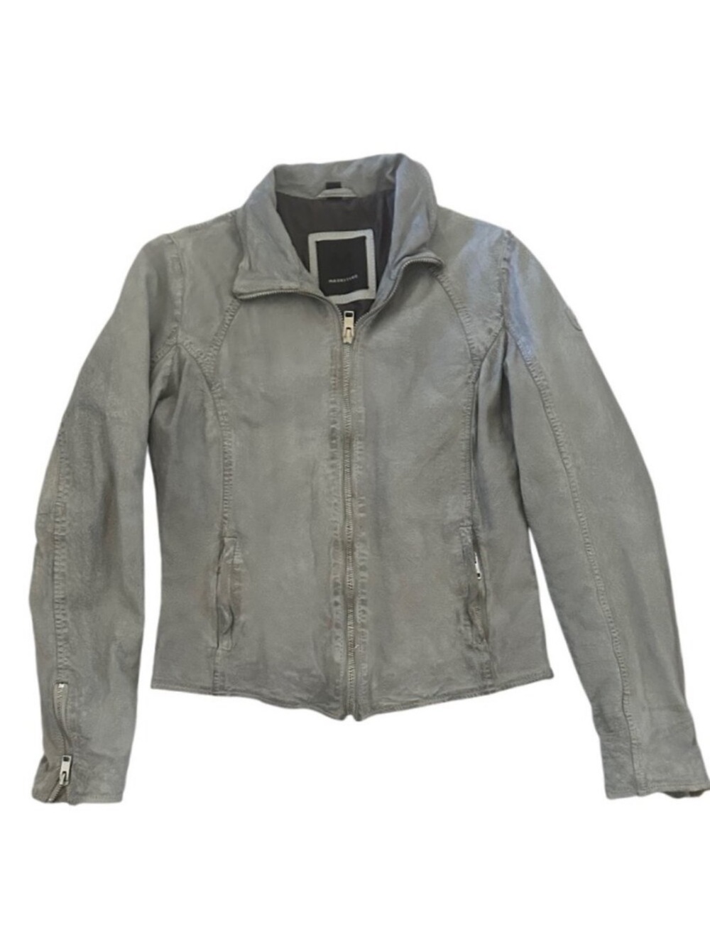 Mauritius Women's Light Gray Lamb’s Leather Zip-Front Jacket